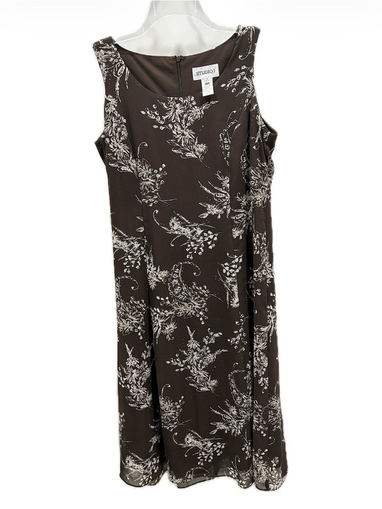 Studio I Dresses & Skirts - Studio I Brown Floral Sleeveless Midi Dress Size 12